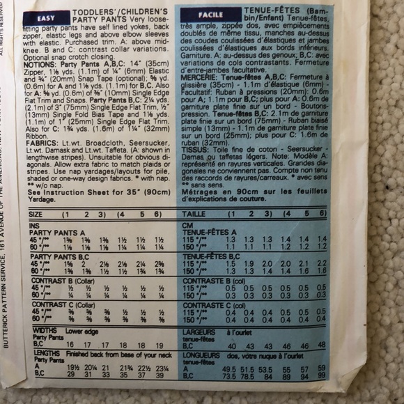 1990 new  vintage Butterick toddler Party Pants sewing pattern - Picture 9 of 16